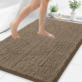 Smiry Luxury Chenille Bathroom Rugs 44x32, Extra Soft and Absorbent Shaggy Bath Mat, Machine Washable, Non-Slip Plush Carpet Runner for Tub, Shower, and Floor, Home Decor Accessories, Camel