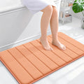 OLANLY Memory Foam Bath Mat 36x24, Super Soft Absorbent Bathroom Rugs, Quick Dry, Machine Washable Shower Floor Rugs, Bathmat Carpet, Bathroom Home Decor Accessories, Peach