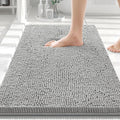 Smiry Luxury Chenille Bathroom Rugs 30x20, Extra Soft and Absorbent Shaggy Bath Mat, Machine Washable, Non-Slip Plush Carpet Runner for Tub, Shower, and Floor, Home Decor Accessories, Light Grey