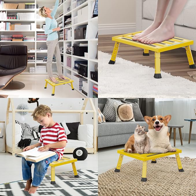 Marudina Large Platform RV Steps, 3-Level Adjustable Height Aluminum Folding Step Stool, Light Folding Anti-skidding RV Step, Supports Up to 1,000 lb (17.5" X 13.5" Large Platform)