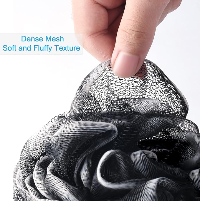 AmazerBath Loofah Sponge 75g/Piece, Loofah for Men Body Scrubber - Bath Sponge Loofa Set of 4 Black (Large)