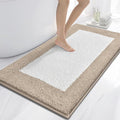 anllugs Bathroom Rugs 30" x 60", Non-Slip Extra Soft Absorbent Bath Rugs, Machine Washable Quick Dry Bath Mats for Bathroom Floor, Shower, Bathtub and Sink, Beige & White