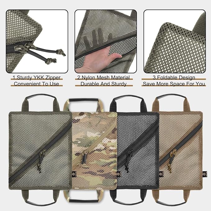 PETAC GEAR Tactical Storage Mesh Pouch Set,Insert Modular Utility Admin Pockets,Travel Organizer EDC Bag