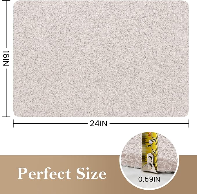 Shower Mat Bathtub Mat Non-Slip,24x16 inch, Soft Tub Mat with Drain,PVC Loofah Bath Mat (Phthalate Free) for Tub and Bathroom,Quick Drying,White