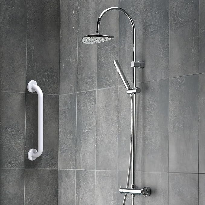 ROTHLEY 18 Inch Bathroom Safety Grab Bar: Matte White Shower Grab Bars with Concealed Screws for Elderly or Handicapped