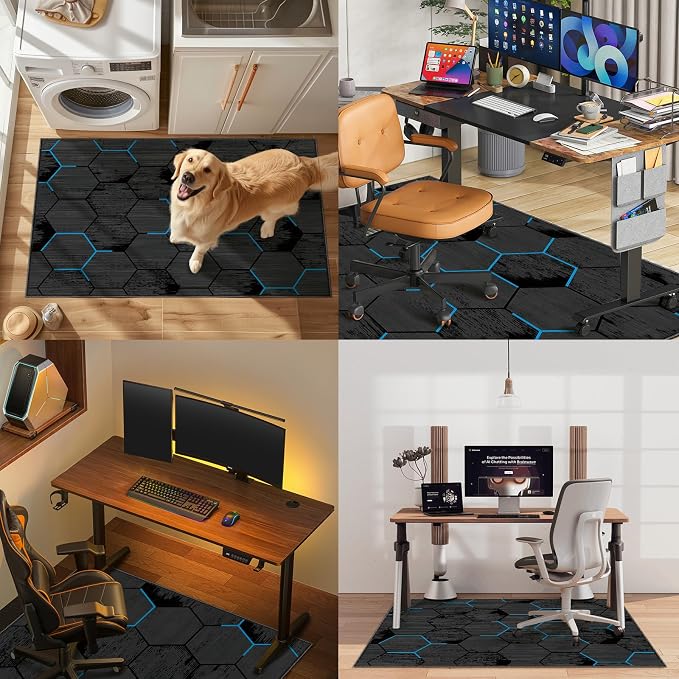 Office Chair Mat for Hardwood Floor & Tile Floor,36"X 48" Heavy Duty Desk Chair Mat for Hard Floors, Under Desk Rug for Rolling Computer Chair,Anti Slip,Low Pile Carpet Floor-Esports Black