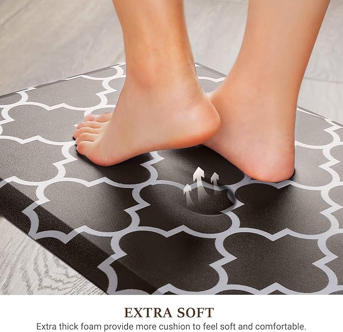 WISELIFE Kitchen Mat Cushioned Anti-Fatigue Kitchen Rug,17.3"x 60",Non Slip Waterproof Kitchen Mats and Rugs Heavy Duty PVC Ergonomic Comfort Mat for Kitchen, Floor Home, Office, Sink, Laundry