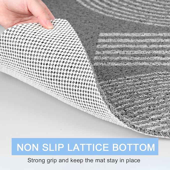 Square Shower Mat 32x32 Inch Non Slip Large Bath Mat for Inside Shower Loofah Soft Textured Bathroom Floor Mat Foot Massage Scrubber for Wet Area, Not Suction Cups, Quick Drying (White semi-Circle)