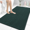 OLANLY Bathroom Rug Mat 44x32, Thick Soft and Absorbent Chenille Bath Mat, Non-Slip Rubber Backing, Machine Washable Quick Dry Bath Rugs for Tub Shower Floor, Home Decor Accessories, Blackish Green