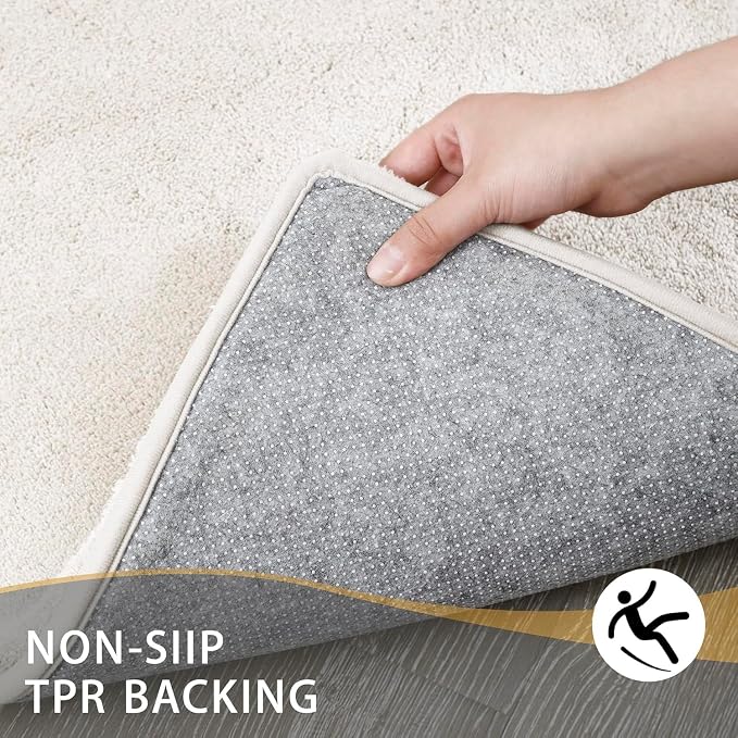 MINIDEAR Toilet Rugs 24x20 - U Shaped Beige Thick Memory Foam Contour Rugs,Ultra Soft & Plush Fluffy, Non-Slip, Quick Dry, Absorbent Washable Floor Microfiber Mat for Home Decor Accessories
