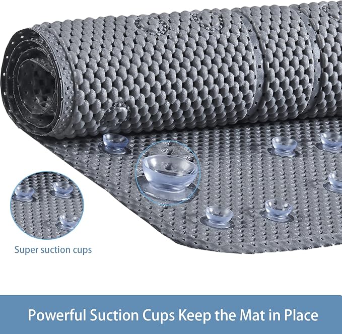 Webos Soft Bathtub Mat Non Slip: Memory Foam Shower Mat with Suction Cups for Bathroom Inside Tub 40X16Inch (Dark Grey)