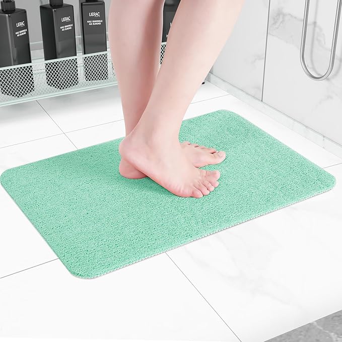 Hargiis Non-Slip Bathtub Mat, Anti Slip Shower Mat, Fast Drying Bathtub Mats, Foot Scrubber Mat, Anti Slip Mat for Tub, Floor, Bathroom, Kitchen, Home, Hotel (Light Green 24"×16")