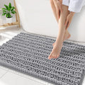 Smiry Bathroom Rugs Mat 32x20, Extra Soft Absorbent Chenille Bath Rugs, Non Slip Rubber Backing Machine Washable Quick Dry Bath Mats for Bathroom Floor, Tub, Shower, Home Decor Accessories, Grey
