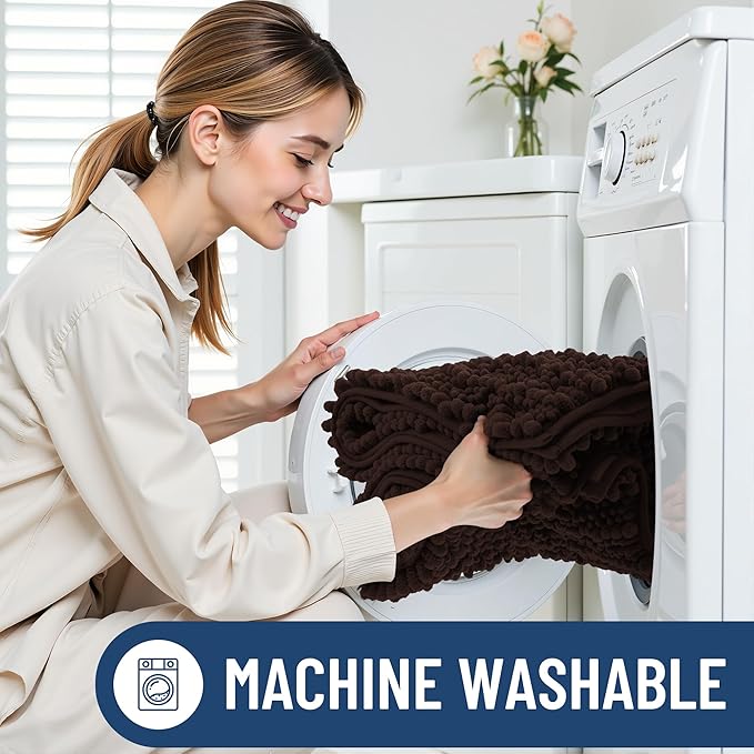 Smiry Bathroom Rugs Mat 48x32, Extra Soft Absorbent Chenille Bath Rugs, Non Slip Rubber Backing Machine Washable Quick Dry Bath Mats for Bathroom Floor, Tub, Shower, Home Decor Accessories, Brown