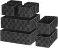 Posprica Woven Baskets, Storage Baskets for Organizing (Set of 8), Cube Baskets Bin Container Matching Storage Boxes Organizers for Pantry, Office, Shelves, Media-room
