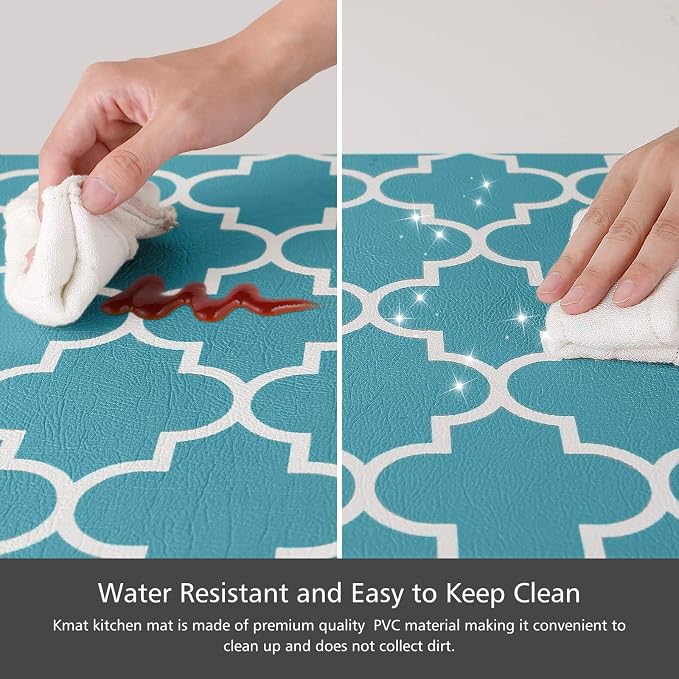 KMAT Kitchen Mat [2 PCS] Cushioned Anti-Fatigue Kitchen Rug, Waterproof Non-Slip Mats and Rugs Heavy Duty PVC Ergonomic Comfort Standing Foam Mat for Kitchen, Floor Home, Office, Sink, Laundry