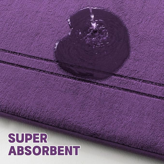 YIHOUSE Purple Memory Foam Bathroom Rug Set - 5 Piece Non Slip Bath Mats, Absorbent & Quick Drying for Bathroom Floor