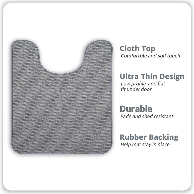 Bosap Toilet Rugs U Shaped Bathroom Rug,Machine Washable Non Slip Quick Dry Super Absorbent Ultra Thin Toilet Mats for Bathroom Toilet.Grey,1'8"x2'(20x24inch)
