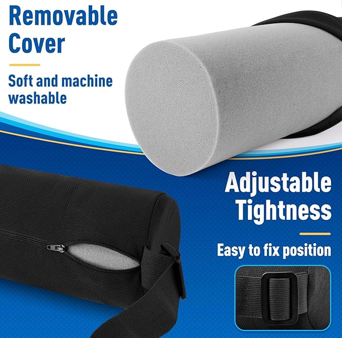 CushZone Lumbar Roll Support Pillow for Office Chair, Car, Gaming Chair, Memory Foam Back Cushion with Washable Cover for Relieving Back Pain & Improving Posture,Black