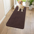 Smiry Dog Door Mat for Muddy Paws 45x27, Absorbent Dirt Trapper, Non-Slip Washable Chenille Entryway Rug for Inside Floor, Brown, Classic Solid