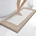 anllugs Bathroom Rugs 24" x 60", Non-Slip Extra Soft Absorbent Bath Rugs, Machine Washable Quick Dry Bath Mats for Bathroom Floor, Shower, Bathtub and Sink, Beige & White