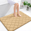 OLANLY Memory Foam Bath Mat Rug 40x32, Ultra Soft and Absorbent Bathroom Rugs, Non-Slip, Comfortable, Machine Washable Bath Carpet for Bathroom Floor, Tub, Shower and Home Decor Accessories, Beige