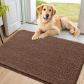 Smiry Dog Door Mat for Muddy Paws 36x24, Absorbent Dirt Trapper, Non-Slip Washable Chenille Entryway Rug for Inside Floor, Mocha, Classic Solid