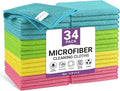 34 Pack Microfiber Cleaning Cloth, 4 Assorted Colors Cleaning Rags for Housekeeping, Colorful Reusable Microfiber Towels for Car, Kitchen, Bathroom and Household Cleaning Supplies, 11.8"X11.8"