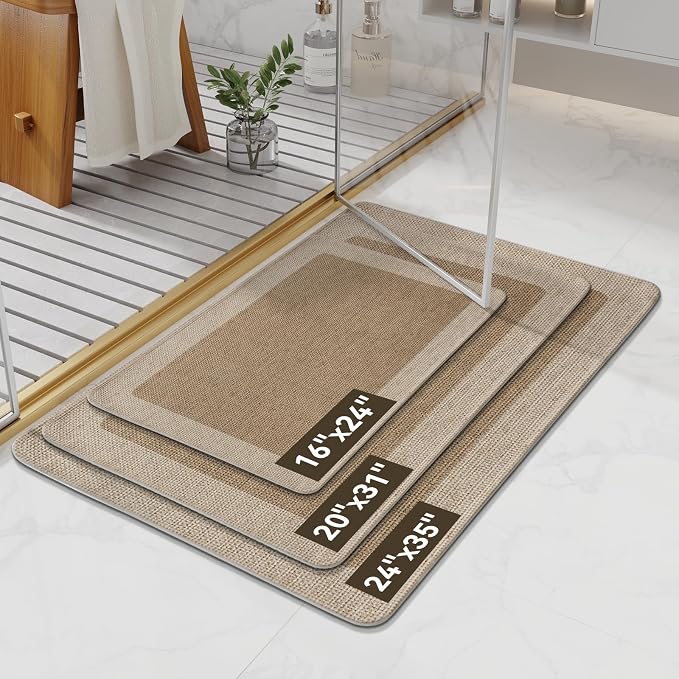 YDKGL Bathroom Rugs, Ultra Thin Bath Mat Fit Under Door Super Absorbent Non Slip Quick Dry Bath Mat, Rubber Backing Shower Mat Outside Shower