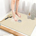 Shower Mat Non Slip: 32 x 24 Inch Extra Large Shower Mats with Drain Hole in Middle - Soft Loofah Quick Drying Matt for Shower Stall