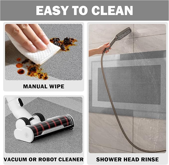 YDKGL Non Slip Bath Mat, Rubber Backing Ultra Thin Bathroom Rugs Fit Under Door Quick Dry Super Absorbent Washable Bath Rug Shower Mat for Bathroom Floor Bathtub Shower Sink, Easy Care Gray 24"x 35"