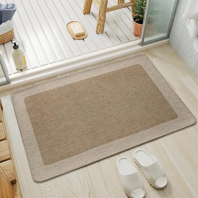YDKGL Bathroom Rugs, Ultra Thin Bath Mat Fit Under Door Super Absorbent Non Slip Quick Dry Bath Mat, Rubber Backing Shower Mat Outside Shower