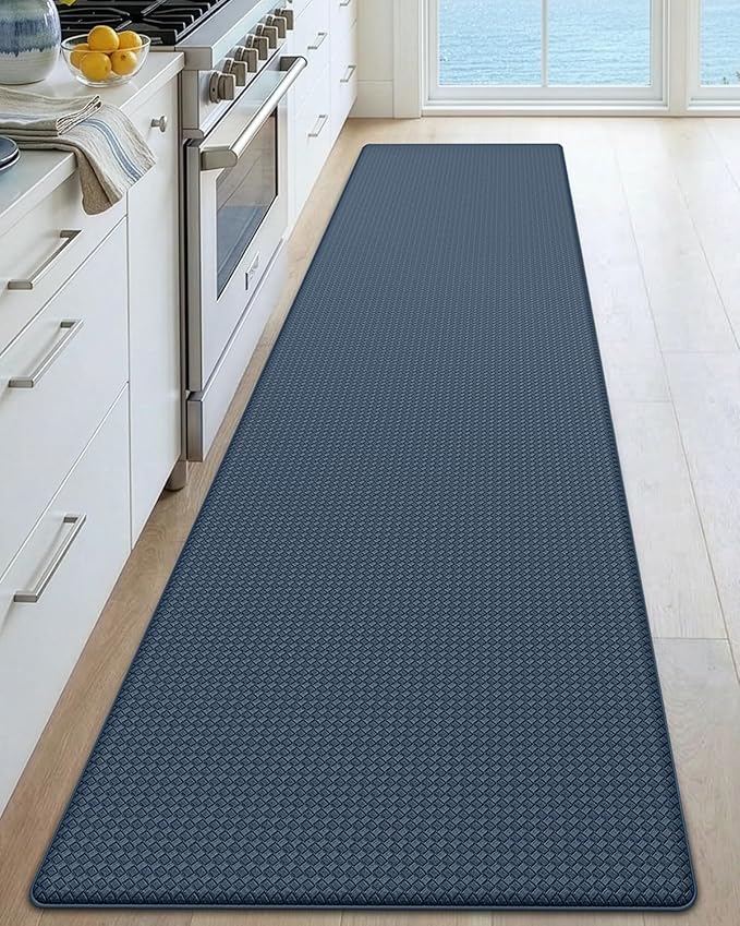 DEXI Kitchen Floor Mats Cushioned Anti Fatigue,17x79,Long Standing Runner Rug Waterproof, Comfort Memory Foam Padded for Front Sink Laundry, Navy