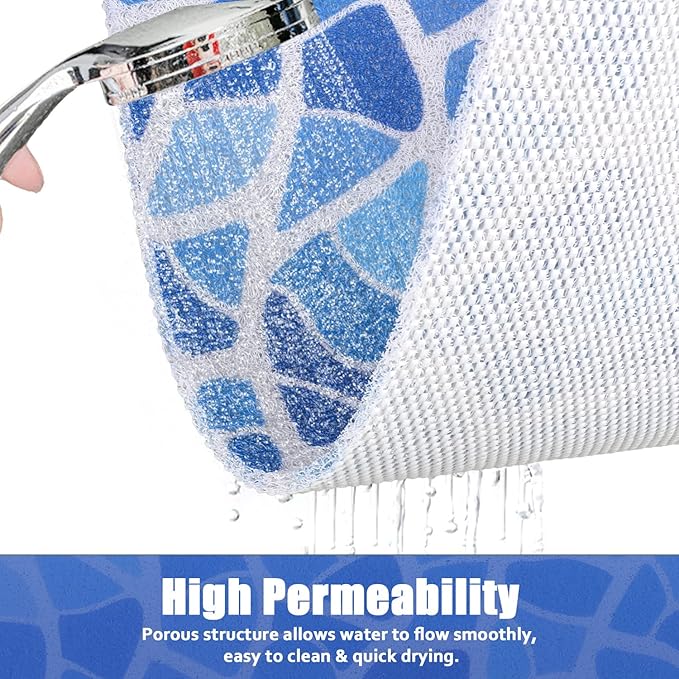 Shower Mat Bathtub Mat Non-Slip: 24x32 Inch, Soft Comfort Bath Mat with Drainage Holes, PVC Loofah Massage Bathmat for Shower, Tub, Bathroom, Wet Areas, Quick Drying