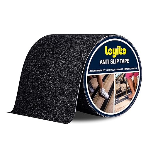 Anti Slip Tape, 6 Inch x 16 Ft Grip Tape for Stairs Outdoor/Indoor, Waterproof Non Skid Roll for Stair Treads Non Slip, High Traction Friction Abrasive Adhesive Stair Steps - Black