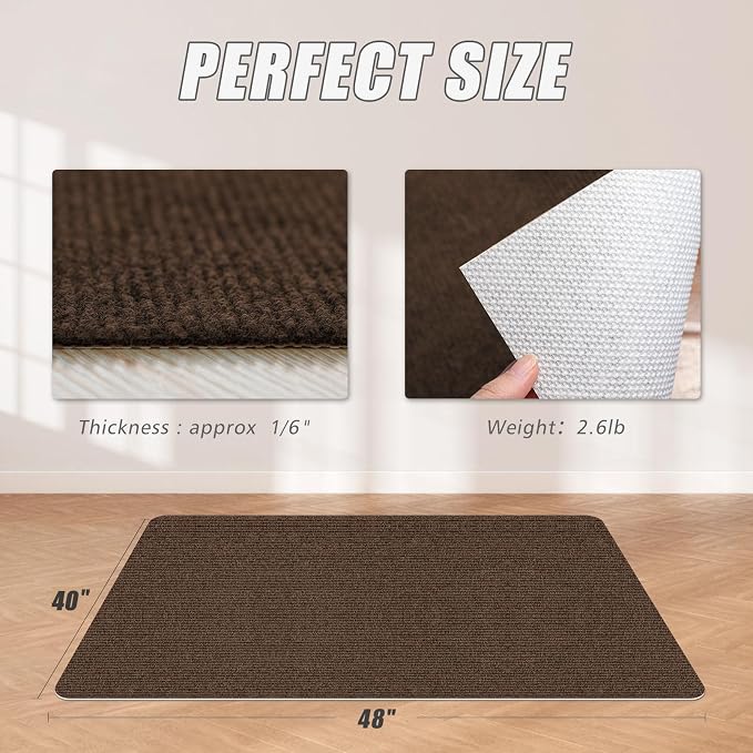 Sycoodeal Office Chair Mat for Hardwood Floor,Office Computer Gaming Chair Mat for Tile Floor,Large Floor Protector Rug,Anti-Slip,Easy to Clean,Coffee(40"x48")