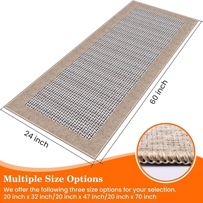 StepRite Kitchen Rugs, Kitchen Mats for Floor, 60"x24" Non-Slip Machine-Washable Kitchen Throw Rug, Absorbent Runner Rugs Office, Sink Standing Desk Mat, Decor Carpet, Khaki