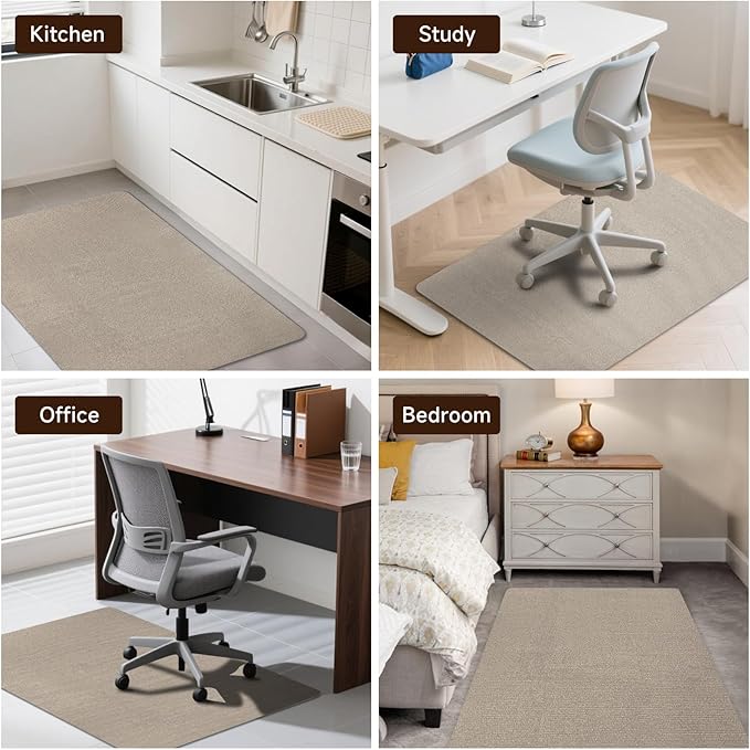 Desk Chair Mat for Hardwood Floor, 36" x 47" Heavy Duty Office Floor Mat for Rolling Chairs, Anti Slip, Computer Chair Desk Mats for Gaming & Home (Light Camel)