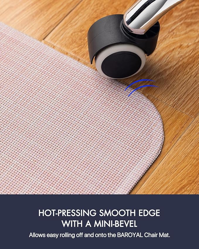 BARoyal Office Chair Mat for Hardwood Floor Under Desk Computer Rolling Chair Mat for Wood/Tile Floor Non-Slip Heavy Duty Desk Rug PVC Plastic Hard Floor Protector 45" x 53"(Blush)