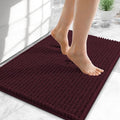 OLANLY Thick Small Bathroom Rugs 24x16, Extra Soft Absorbent Chenille Bath Rugs, Rubber Backing, Machine Wash Dry, Bath Mats for Bathroom Floor, Tub and Shower, Home Decor Accessories, Black Cherry