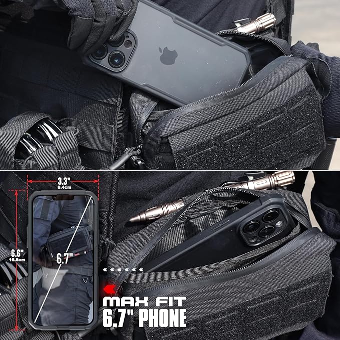 WYNEX Tactical Molle Admin Pouch,Tactical EDC Bag Utility Laser Cut EDC Tool Pouch Bag Annexes with American Flag