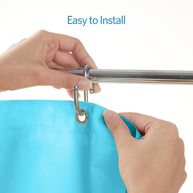 EHZNZIE Aqua Shower Curtain Liner 72x72, PEVA Waterproof Bath Curtain, No Chemical Smell, 3 Weighted Magnets, Durable with Rustproof Metal Grommets