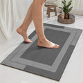 YDKGL Non Slip Bath Mat, Rubber Backing Ultra Thin Bathroom Rugs Fit Under Door Quick Dry Super Absorbent Washable Bath Rug Shower Mat for Bathroom Floor Bathtub Sink, Easy Care Dark Grey 16"x24"