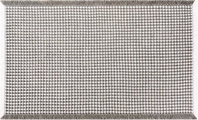 Waffle Bath Mat - Boho Bathroom Rugs Non Slip Washable, Super Absorbent & Quick Dry, Soft Bath Mat Farmhouse Bathroom Decor, 20'' x 48'', Olive Green and White