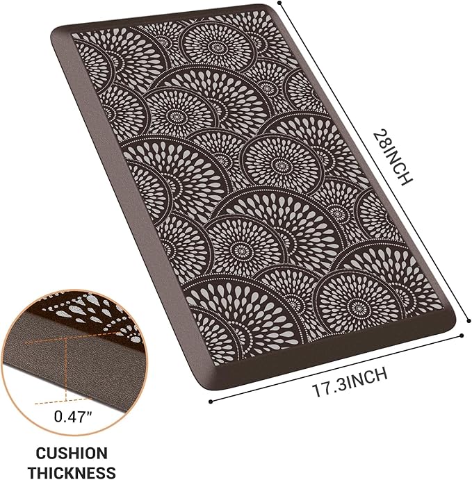 Mattitude 4/5 Inch Kitchen Mat, 20x51in Heavy Duty Ergonomic Comfort Foam Standing Desk Mat, Waterproof Non-Slip Standing Mats and Rugs for Kitchen, Office, Black