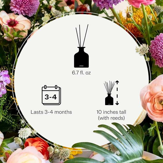Apotheke Luxury Scented Reed Diffuser for Home, Sea Salt Grapefruit - 6.7 Fl Oz Essential Oil Aromatherapy - 10 Rattan Scent Sticks Room Diffuser - Long-Lasting Fragrance for Bedroom, Home, Bathroom