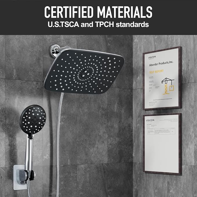 Veken 11.8'' Rain Shower Head with Handheld, High Pressure Rainfall Showerhead Combo with 5 Hand held Water Spray Modes for Bathroom Accessories, Detachable Dual Shower Heads, Chrome Silver