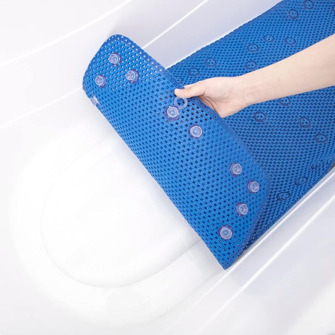 Bathtub Mat Non Slip Ivory 36” X 17” Shower Mat Soft Foam Bath Mats for Bathroom Tub, Bathtub Mat with Drain Holes, Suction Cups, Shower Mat Non Slip