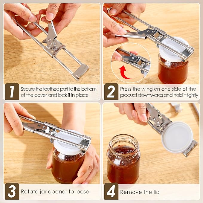 3 Pack Jar Opener, Jar Openers for Seniors with 2 Keychain Bottle Beer Opening, Adjustable Stainless Steel Can Open With Gripper Pad. Kitchen Gadgets for Party, Holiday, Easy for Kid, Seniors