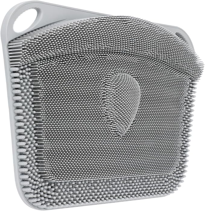 FREATECH Silicone Shower Foot Scrubber Mat 17.3" x 13", Large Foot Cleaner Brush to Clean, Exfoliate and Massage Feet Without Bending Over, Improve Foot Appearance and Overall Health, Grey